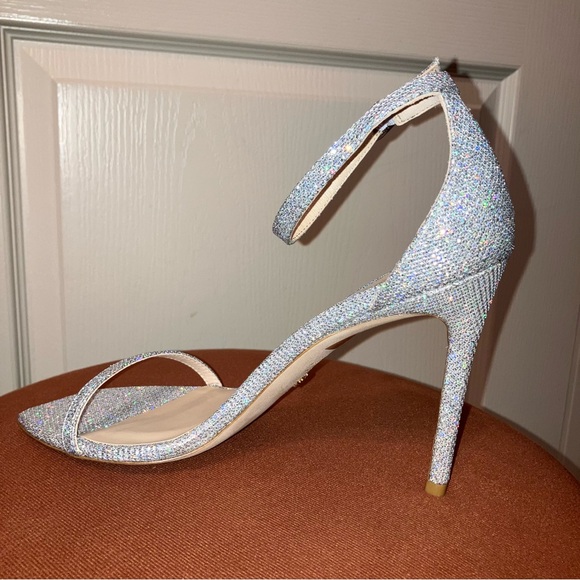 STUART WEITZMAN Heels SANDALS Crystal NUDISTCURVE - Sz 9 B Spain NEW! - Picture 4 of 16